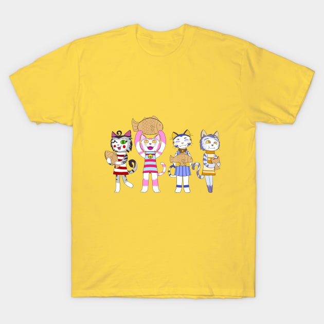 Chibi Cats w/ Taiyaki cake (All four) T-Shirt by VixenwithStripes
